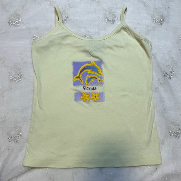 Vintage Y2K Florida Dolphin Print Baby Tank Top – Size Medium (Best for Small) - Picture 1 of 4